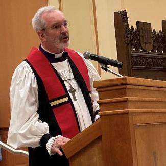 Bishop Alan Gates preaching at Holy Tuesday service
