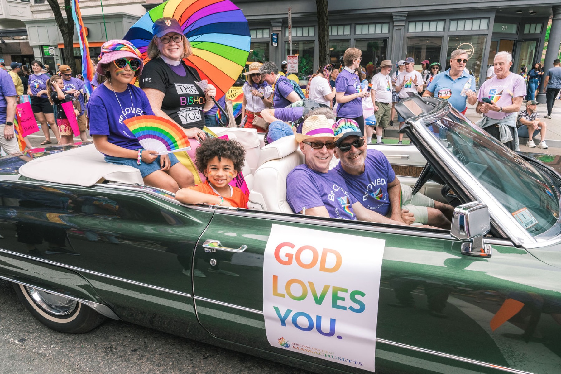 St. Andrew’s, Ayer parishioners provided the vintage Cadillac for the Pride parade.