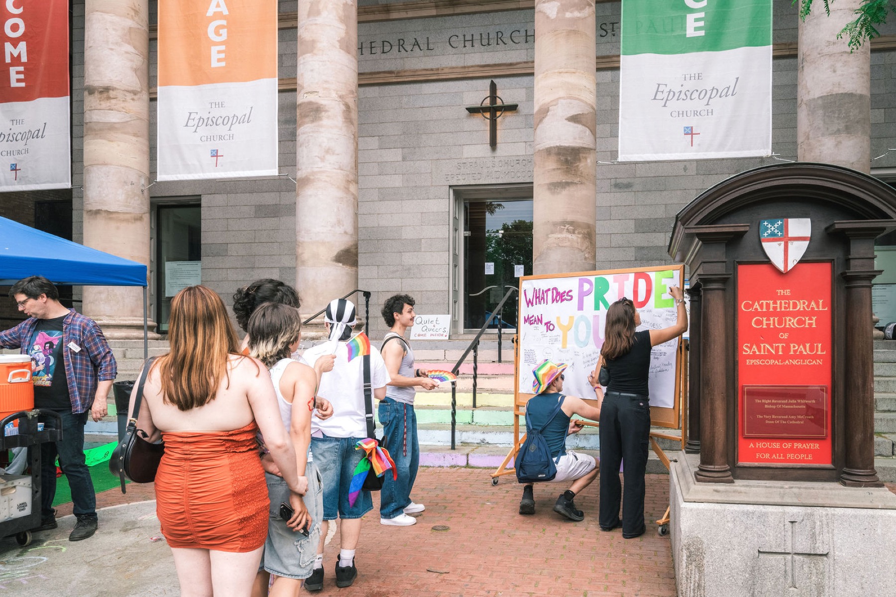 The Cathedral Church of St. Paul welcomed Pride participants with quiet space, bubbles and art making.