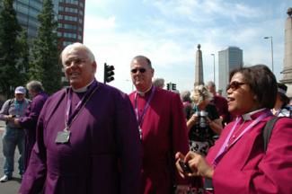 Bishop Gayle Harris marches with other Anglican Communion bishops in the Walk of Witness for the Millenium Development Goals