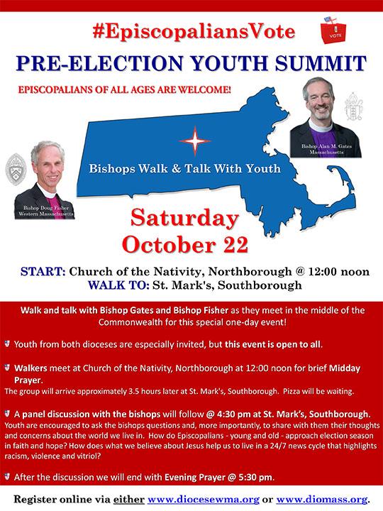 MA bishops invite youth, Episcopalians of all ages to a pre-election "walk and talk"