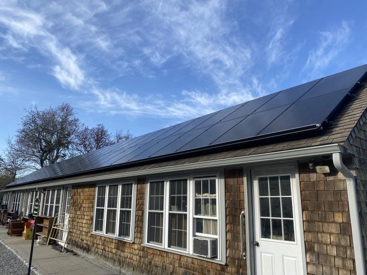 Rooftop solar panels at St. Mary's Episcopal Church, Barnstable MA