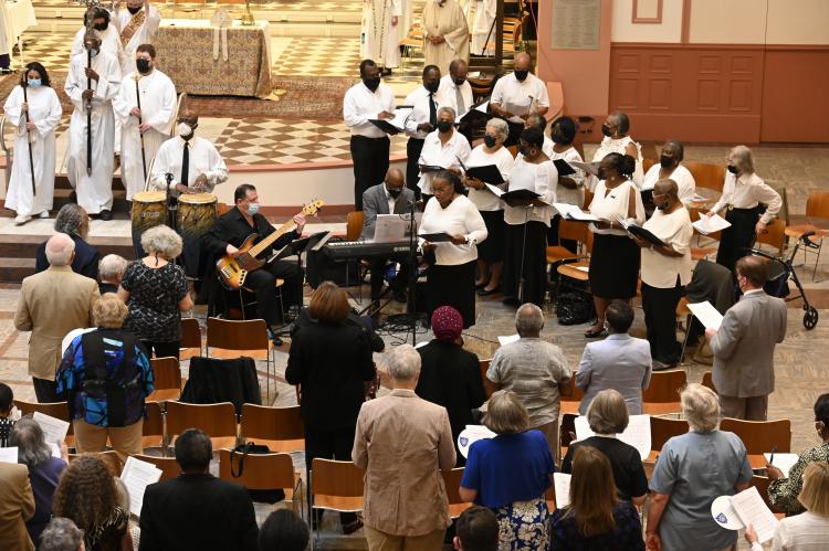 Choir and congregation at Barbara C. Harris memorial service