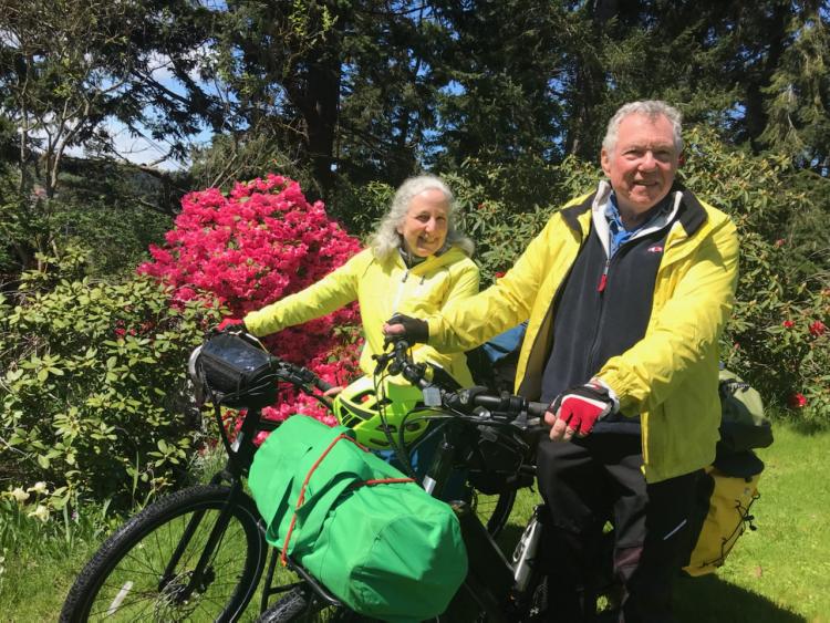 John Beach and wife Denise on bicycles