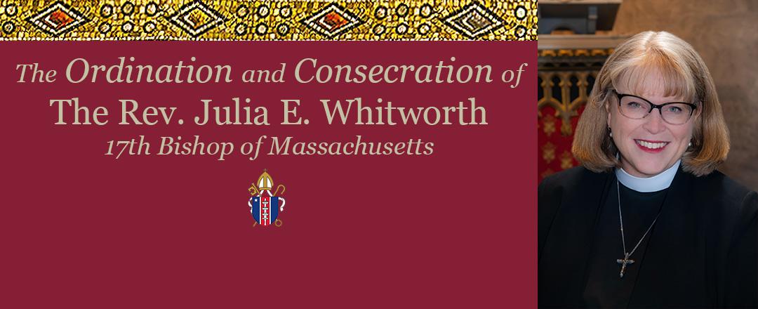 Consecration of Bishop-elect Julia Whitworth photo and text slide graphic