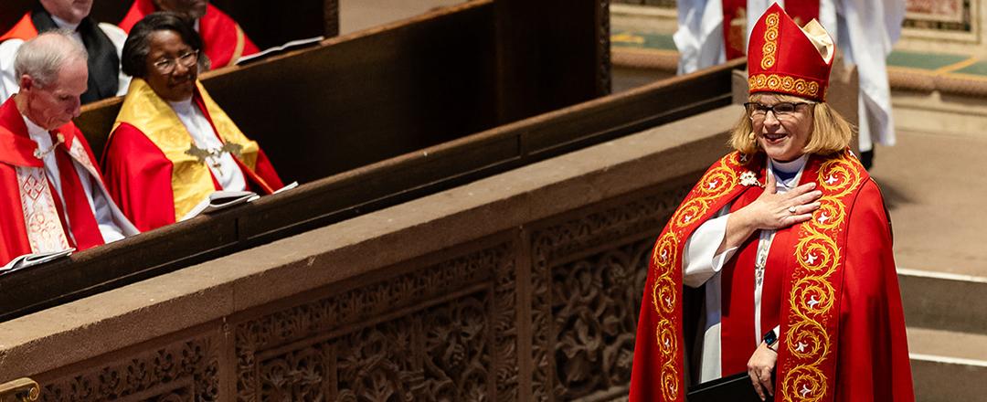 Bishop Julia Whitworth newly vested at consecration service