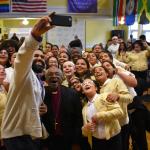 Esperanza students take selfie with Bishop Curry