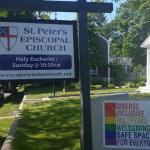 Welcome sign outside St. Peter's Episcopal Church, Dartmouth