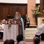 Bishop Julia Whitworth giving sermon at seating service